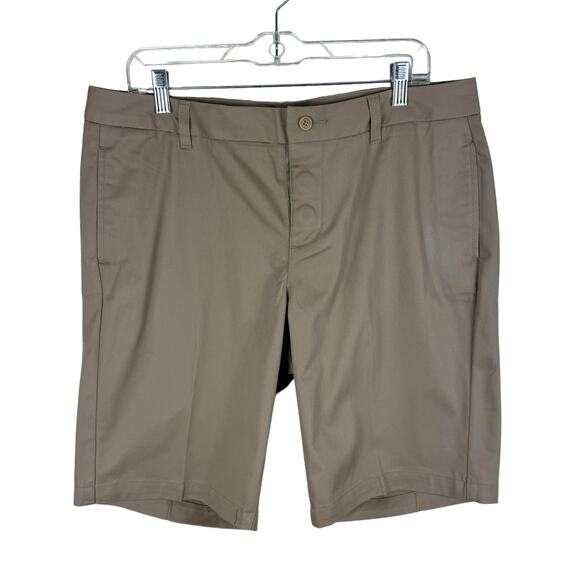 Lands' End NWT Tan Bermuda Magna Ready High Rise Uniform Shorts Size 14 - Picture 1 of 7